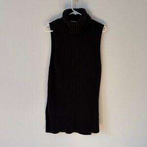 H&M Black Ribbed Sleeveless Wool Blend Turtleneck Knit Sweater Tunic
